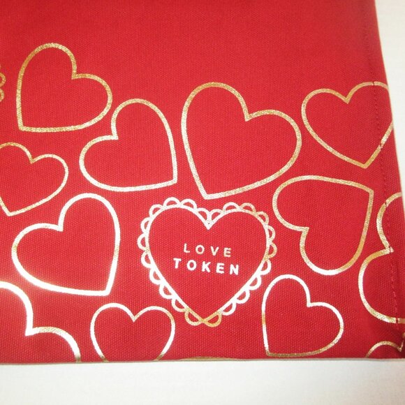 Radley London Love Token Canvas Tote Bag Scottie Dog Gold Hearts Red - Picture 12 of 13